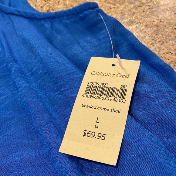 NWT Coldwater Creek Blue Sleeveless Top With Bling Large 14 - Picture 5 of 16
